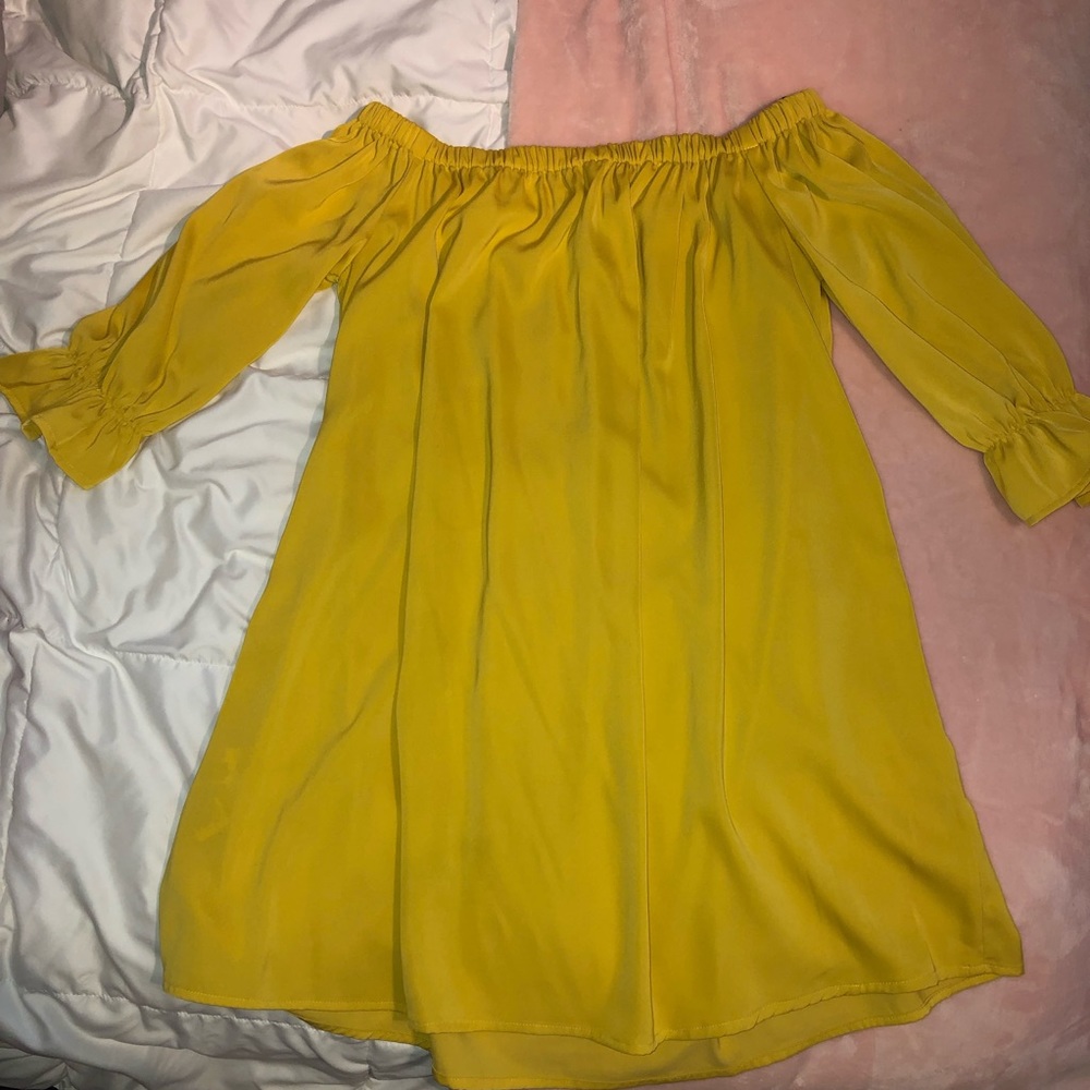 Yellow off the shoulder dress